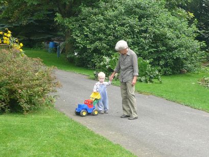 Grandmother and I outside.