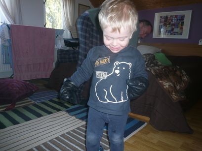 Dad's glove and slippers.