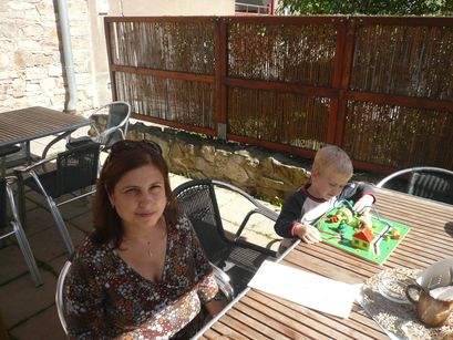 Mum and Ian waiting for lunch. 