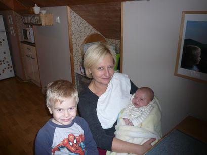 Aunt Karin visiting the boys. 