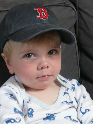 Close-up of a Boston Red Sox fan. 