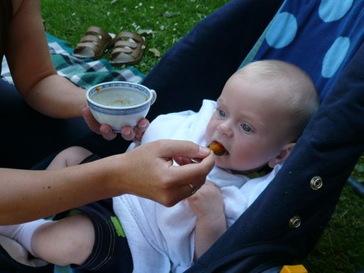 Trying baby food